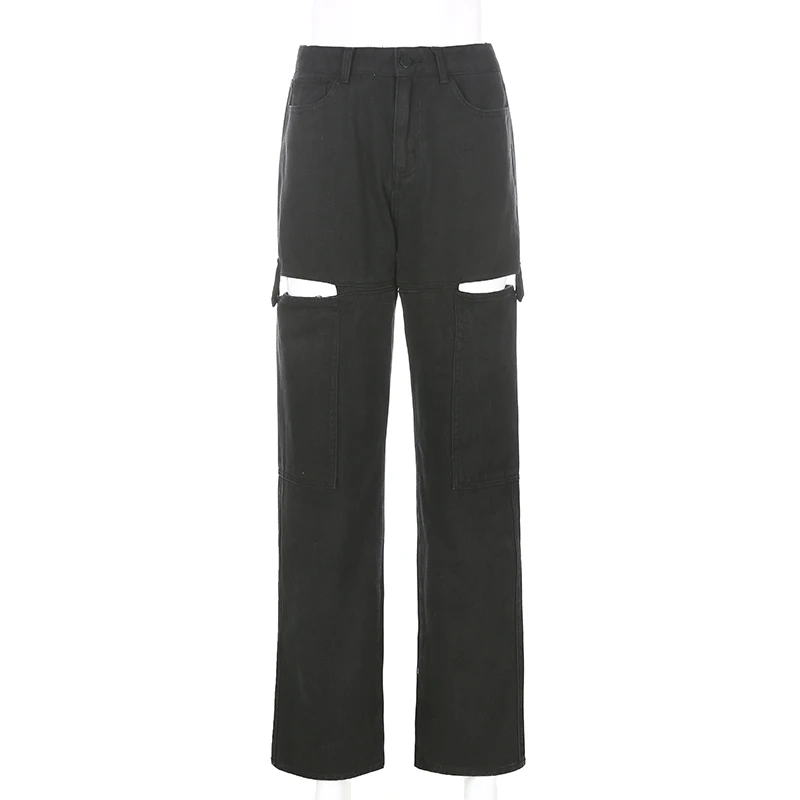 

Pants Women Elastic Loose Baggy Jeans Womens 90s Streetwear High Waist Jeans for Women Cut-out Oversize Boyfriend