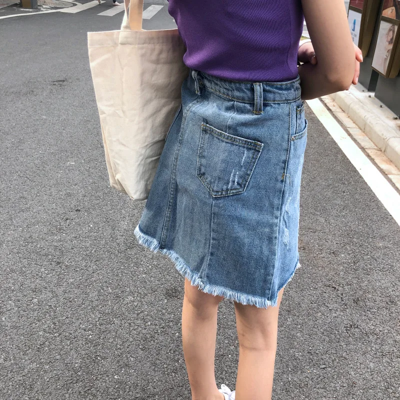 Юбка женская джинсовая Асимметричная модная уличная одежда с завышенной талией