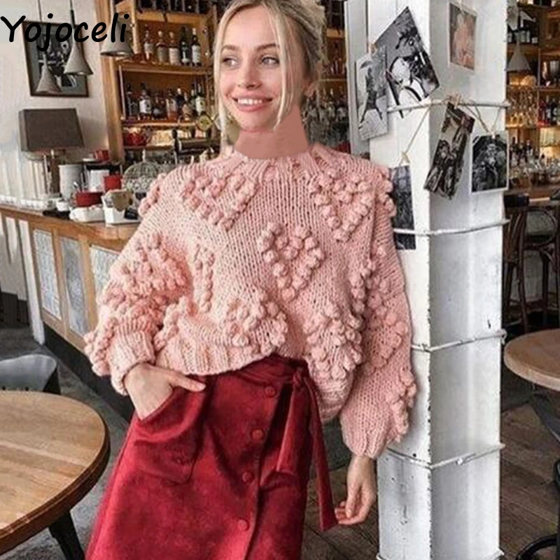 Yojoceli пикантные сердце Вязаный свитер для женщин осень Зимние теплые элегантные