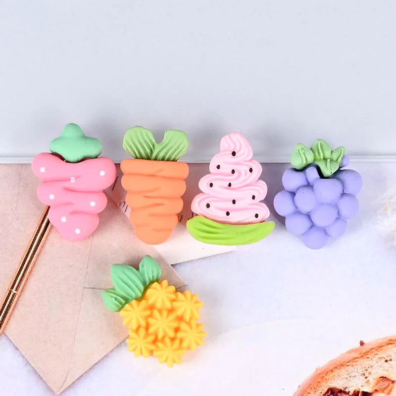 

10 шт., миниатюрные смешанные кабошоны для украшения волос, клубники, винограда, арбуза, моркови