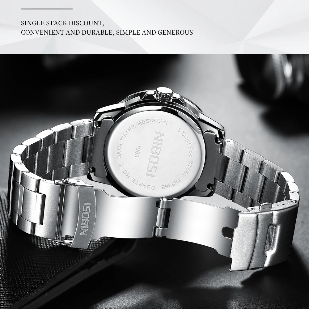 

NIBOSI Men Watches Sport Business Quartz Wristwatch Big Dial Luxury Clock Watch For Mens Waterproof Chronograph Reloj Hombre