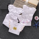 Блузки для девочек, хлопковые детские топы, осенняя школьная блузка для девочек, детская весенняя одежда, рубашка для девочек с длинным рукавом для младенцев, 73130