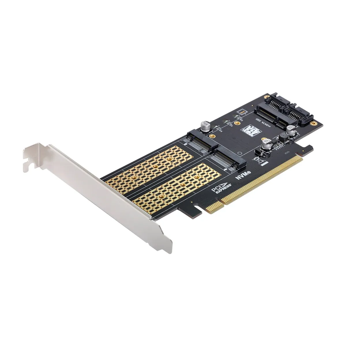 

Zihan PCI Express PCI-E 3.0 & Dual SATA to NGFF NVME MSATA M-Key B/M-key SSD Card Adapter 3in1