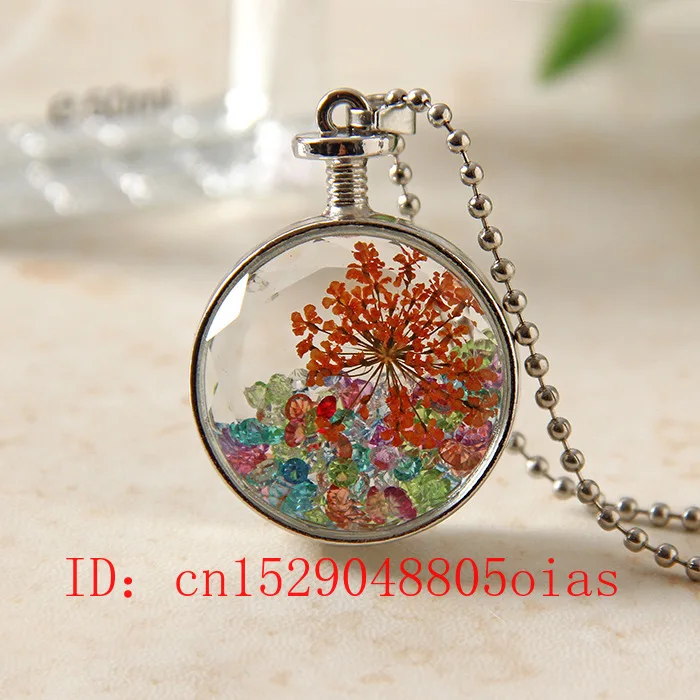 Натуральный белый кристалл камень кулон многоцветный цветок ожерелье ручной