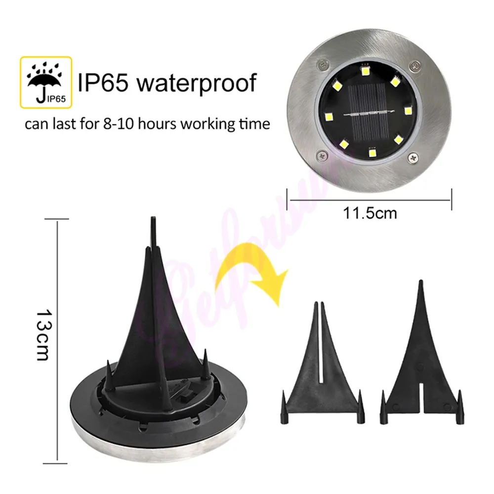 4-8pcs Solar Power Disk Light 8LED Ground Lamp Spot for Outdoor Path Way Yard Garden Decking Lawn Waterproof smart on | Освещение