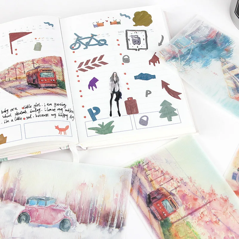 4 в 1 Стикеры для дневника и журнала с цветами|Канцелярские наклейки| |