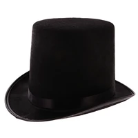 black top hat magician hat costume gentlemen tuxedo formal headwear ringmaster hat theatrical plays musicals cool black show cap