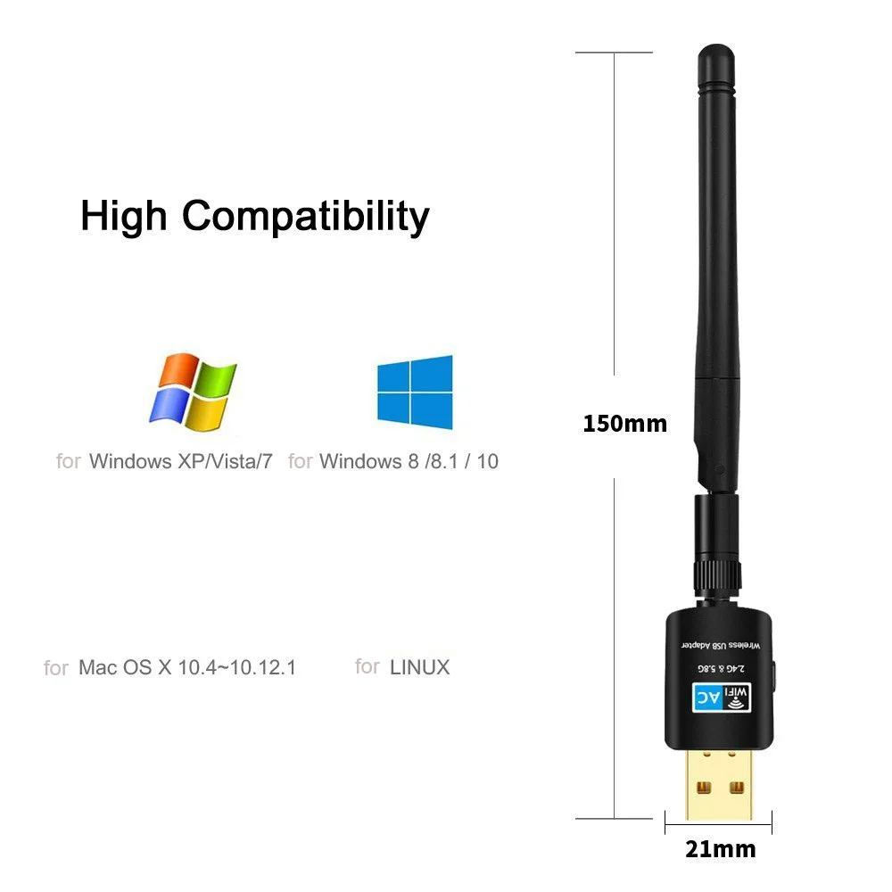 USB Wi-Fi адаптер 600 Мбит/с 2 4 ГГц + 5 8 приемник беспроводная сетевая карта 0