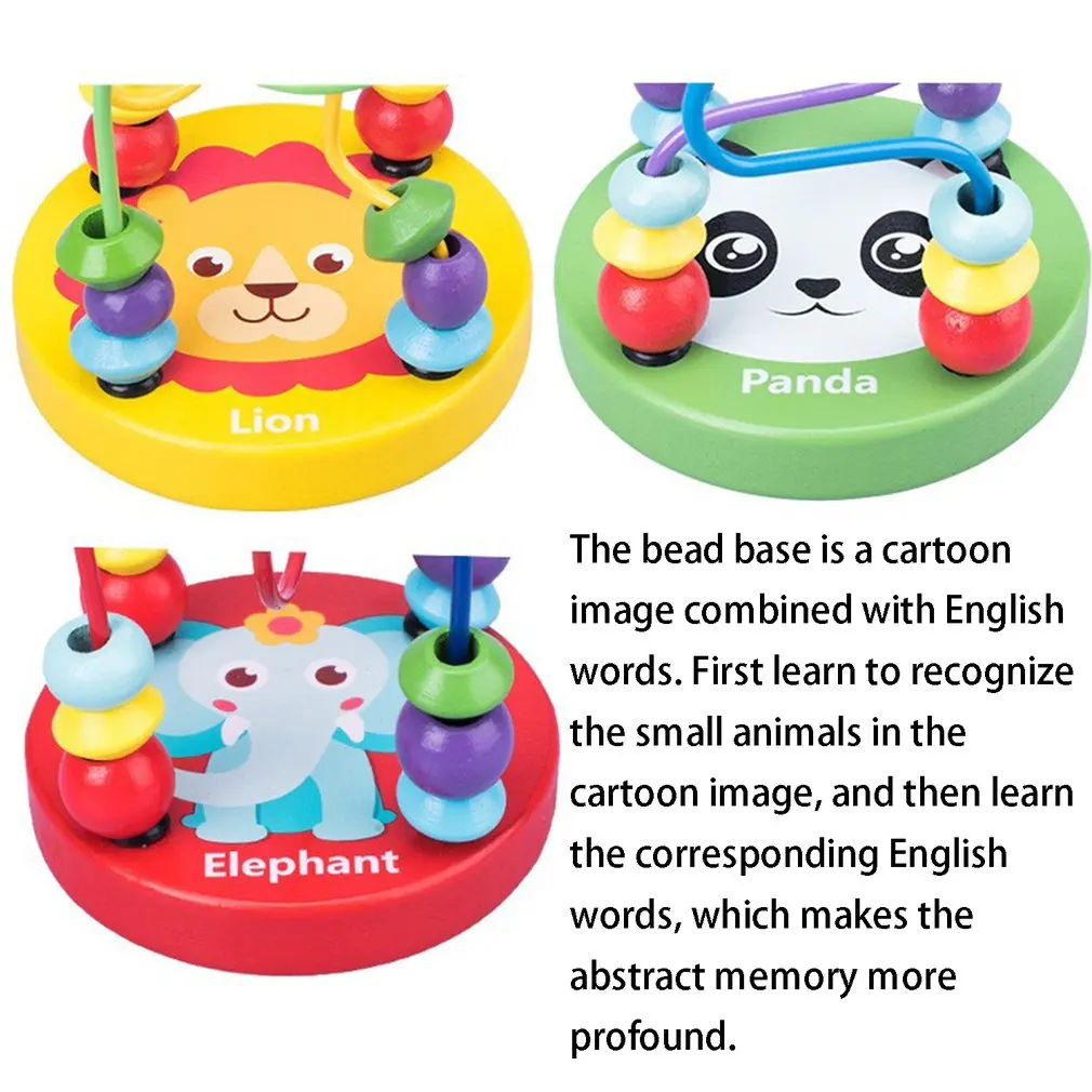 Juguete de matem&aacute;ticas educativo Montessori para ni&ntilde;os, Mini c&iacute;rculos de madera, laberinto de alambre, monta&ntilde;a rusa, Abacus, rompecabezas, Juguetes-3