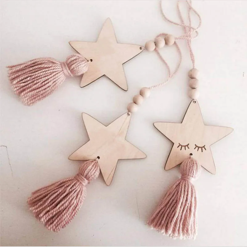 В форме симпатичной звезды деревянные бусины Tassel Pendant Детская комната украшения