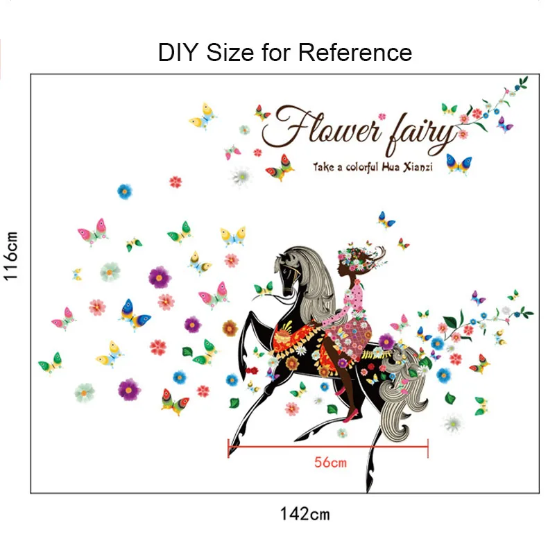 Цветок Фреска девушка рыцарь Черная лошадь декор для общежития домашнее