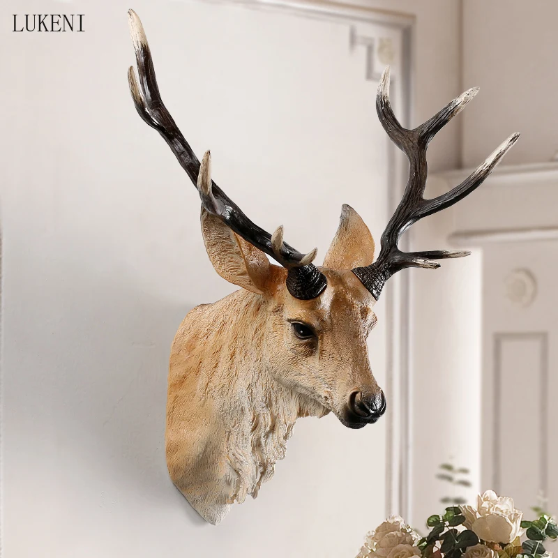 Американская реалистичная настенная подвеска головы оленя из смолы для домашнего украшения - лучший подарок в магазине.