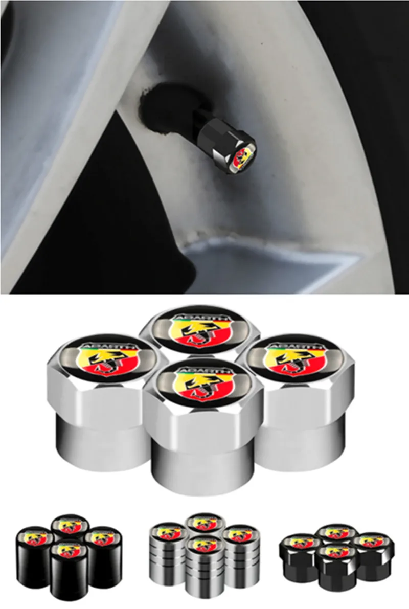 

4pcs automotive trim design Scorpion logo aluminum tire valve cover Fiat Abas Abas 124 125 500 auto parts