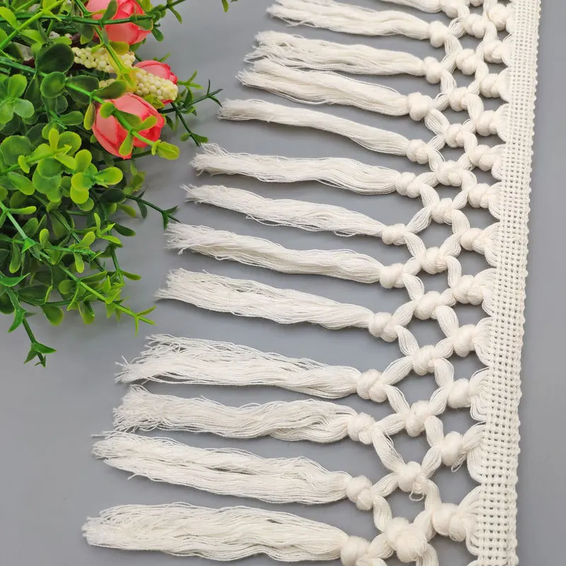 13 см бежевый вязаный крючком бахрома хлопчатобумажная кружевная лента DIY швейная