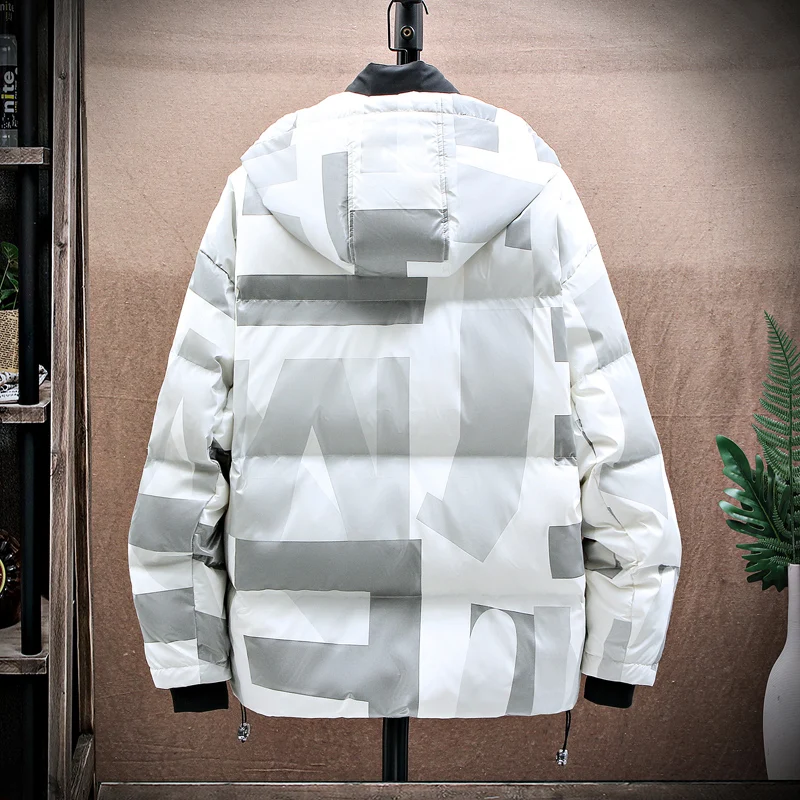 Winter New Bright Shiny Leather Cotton-Padded Jacket Thick Warm Hooded Youth Parkas Waterproof Outwear Tops Coats Trend Clothing