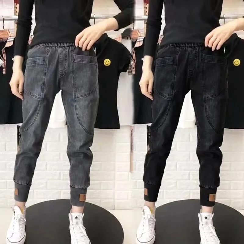 

New Winter For Women Jeans Pants High Waist Plus Size Denim Female Trousers Casual Solid harlan Jeans Femme
