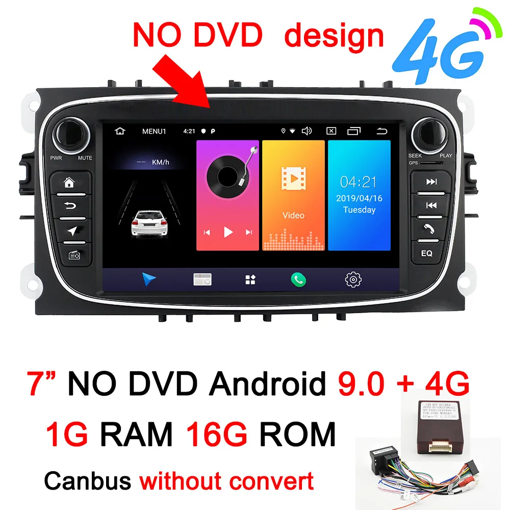 7inch NO DVD 4G-B Navivox 2 Din Android 8,1/9,0 Автомобильный мультимедийный gps навигатор для Ford Focus 2 3 2004-2011 Exi MT с WiFi Автомобильный DVD Радио стерео - Цвет: 7inch NO DVD 4G-B