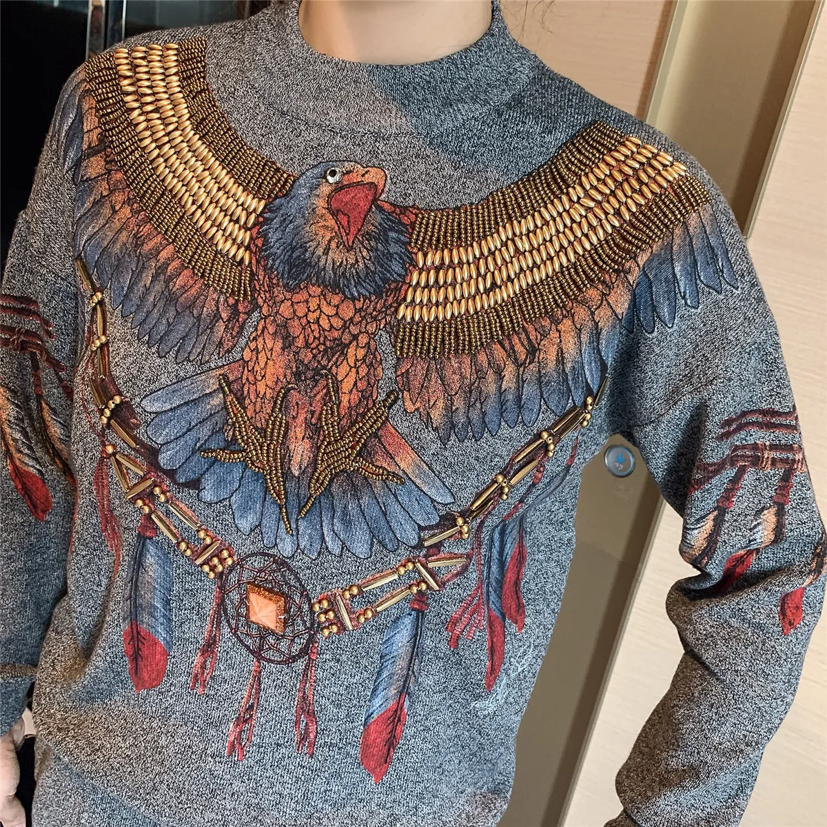 Новинка Весна 2020 пуловер из двух предметов с мультяшным принтом и бисером свитер