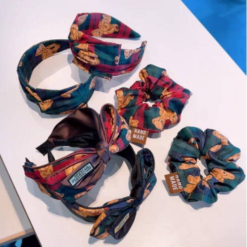 

Women Early autumn lovely temperament bow tie bear print hairbands all-match outer starting card headbands