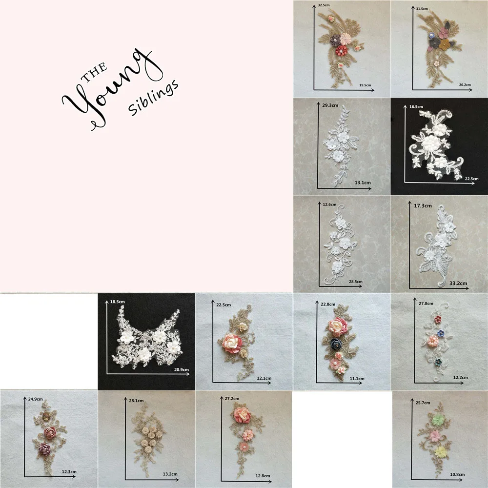 Изысканная вышитая вручную Кружевная аппликация 3D Цветочная вышивка кружевное