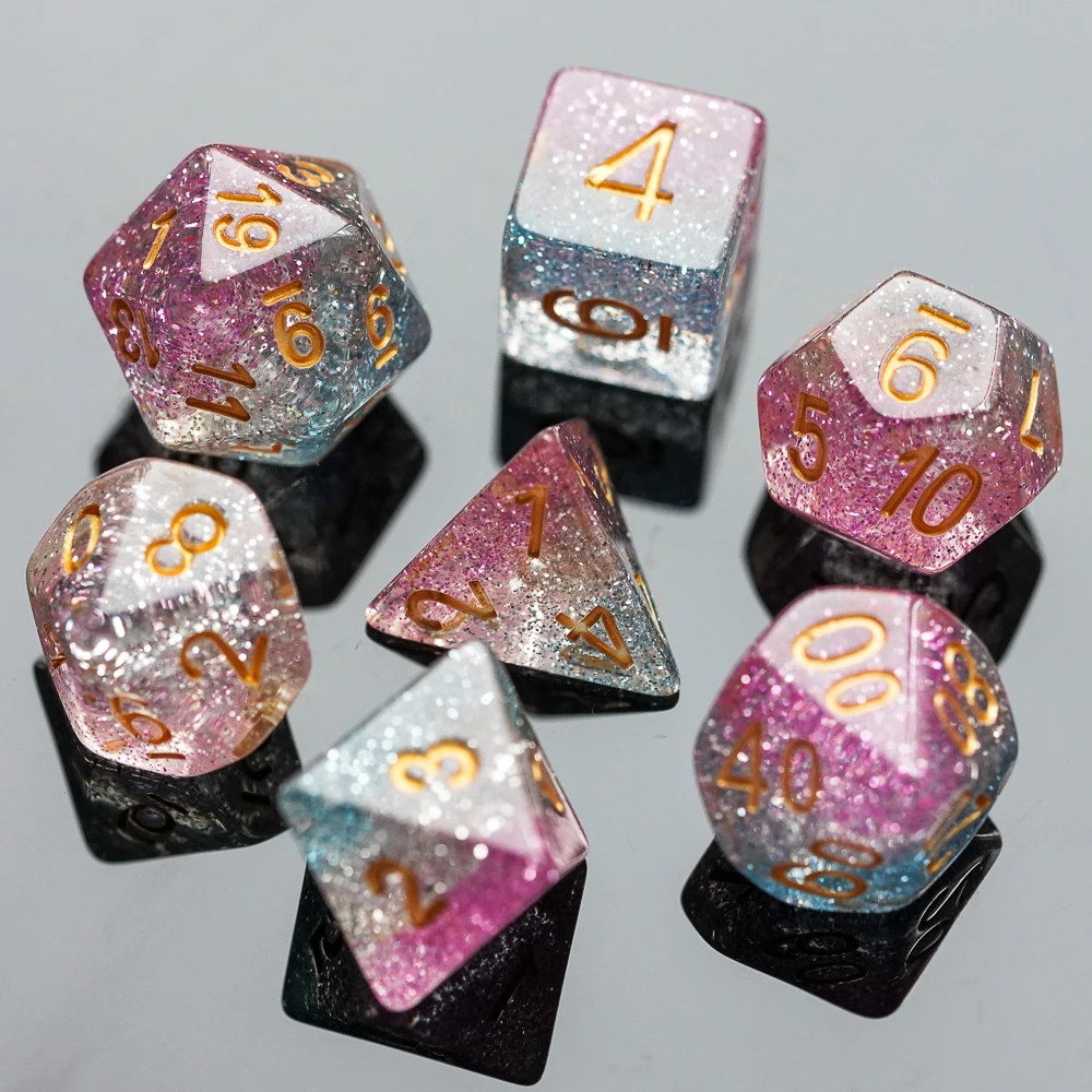 7 шт./компл. фотоблестящие трехслойные игральные кости D &amp D4 D6 D8 D10 % D12 D20 набор