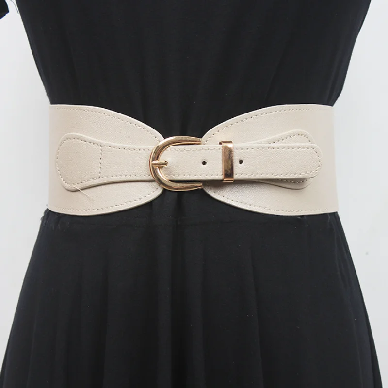 

Pu Leather Apricot Irregular Wide Elastic Belts Women's Belt Personality New Fashion Tide All-match Spring Autumn 2021 Apparel