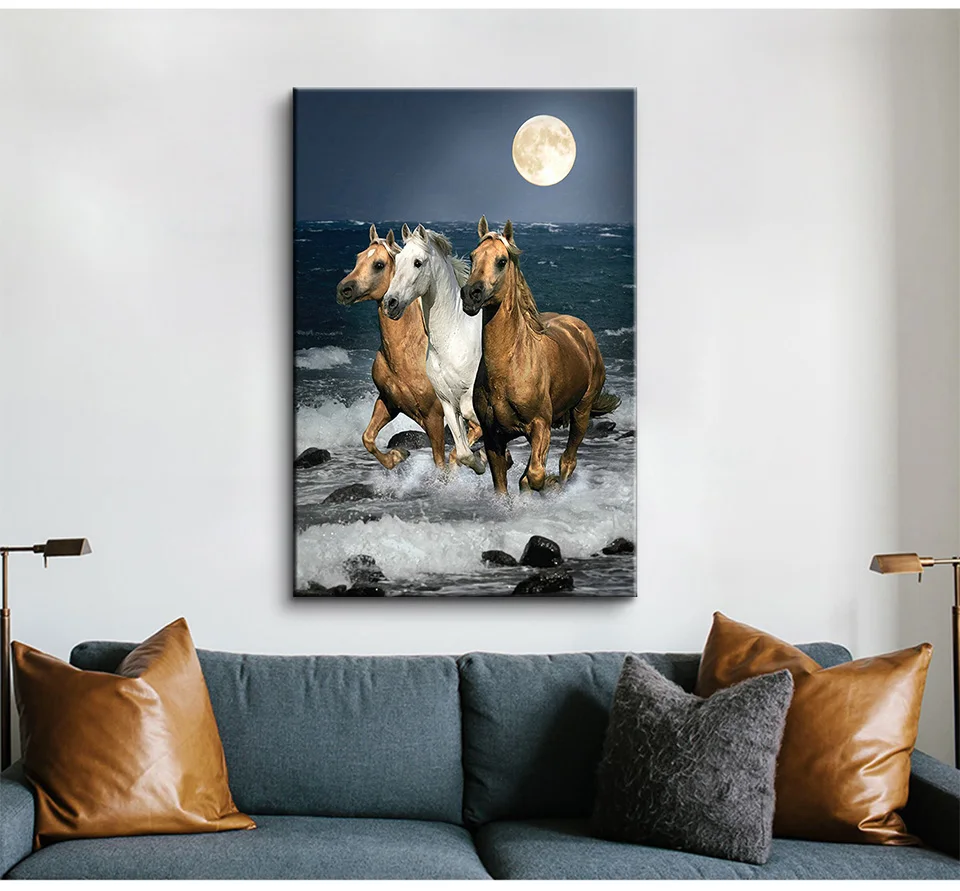 Полноразмерная 5D алмазная живопись сделай сам рисование Лошадь по морю 3D