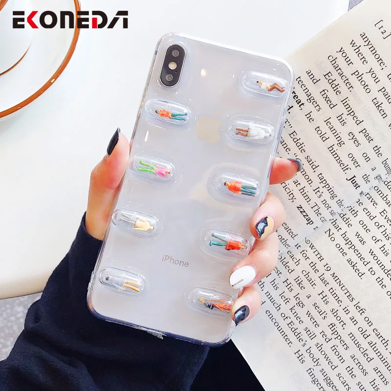 Забавный чехол EKONEDA Capsule для iPhone 11 Pro Max X XS XR силиконовая прозрачная задняя крышка 7