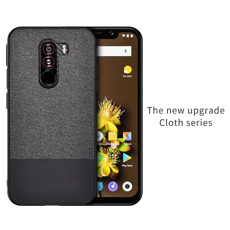 Black-P Роскошный ультра-тонкий хлопковый тканевый чехол s для Xiaomi POCOPHONE F1 Phone Sofr силиконовый чехол для задней панели POCOPHONE F1 кожаный чехол - Цвет: Black-P