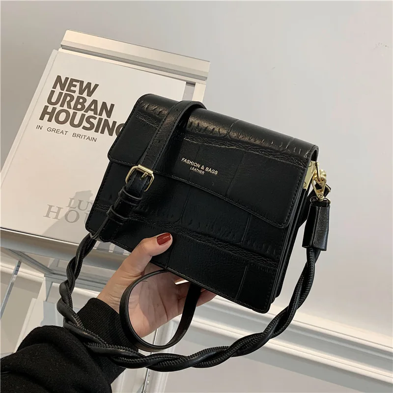 

High Quality Brand Designer Ladies Pu Handbag 2021 New Stone Pattern One Shoulder Messenger Bag Korean Version Small Square Bag