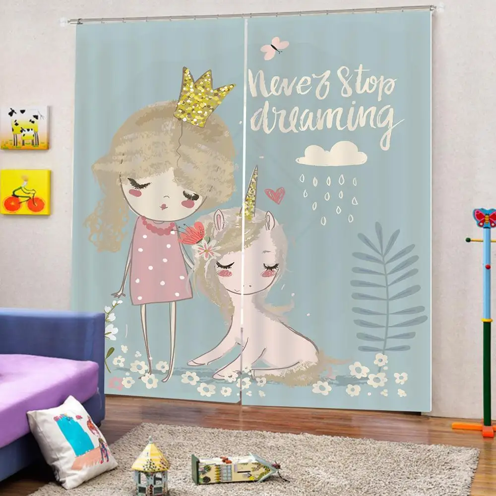 Decoration curtains Photo 3D Curtains for Living Room Window blue girls | Дом и сад