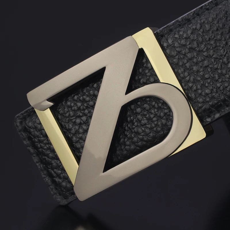 

High Quality Belt Men Fashion Initial Z Letter buckle Genuine Leather Male Formal Casual Jeans Retractable Button Ceinture Homme