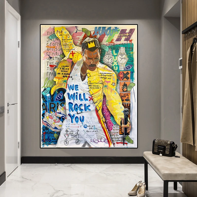 Graffiti Pop Art Poster Singer Tupac Hip Hop Portrait Canvas Painting Print Rapper Wall Picture Cuadros Living Room Home Decor | Дом и сад