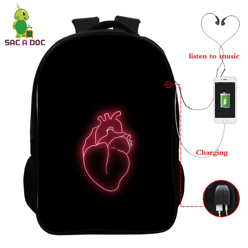 Bookbag 8 16 дюймов рюкзаки PNL печать USB зарядка школьный рюкзак для подростков мальчиков и девочек рюкзак для ноутбука дорожная сумка Sac Dos - Цвет: Bookbag 8