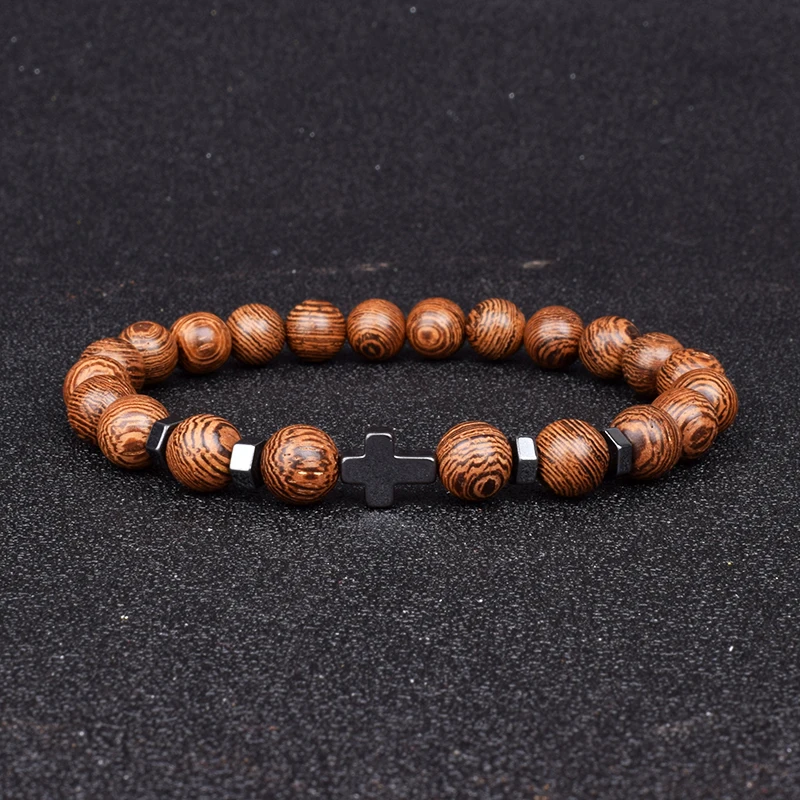

Prayer Bracelets for Men Women Hematite Cross Rosary Natural Stone Beads Jesus Onyx Meditation Bracelets Bangles Jewelry Pulsera