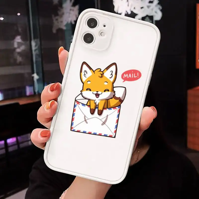 

Anime funny foxs lovely cute Phone Cases Matte Transparent for iPhone 7 8 11 12 s mini pro X XS XR MAX Plus cover funda