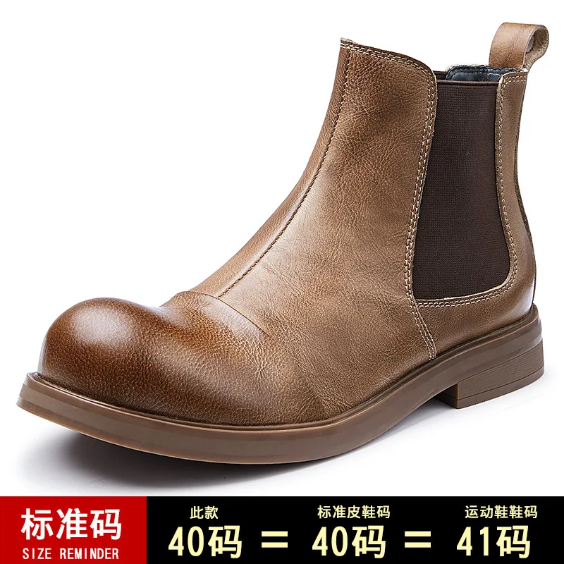 

winter military boots Riding boots mens Genuine Leather chealsea boots men cowhide autumn winter British retro men brand shoes