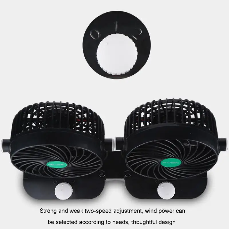 Универсальный Регулируемый автомобильный вентилятор 12 В/24 В 360 градусов с двумя