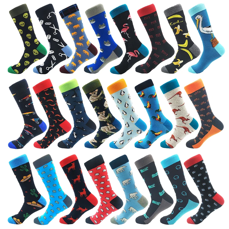 Прохладный Еда животного хип-хоп экипажа носки смешные Street Happy Socks Для мужчин Harajuku