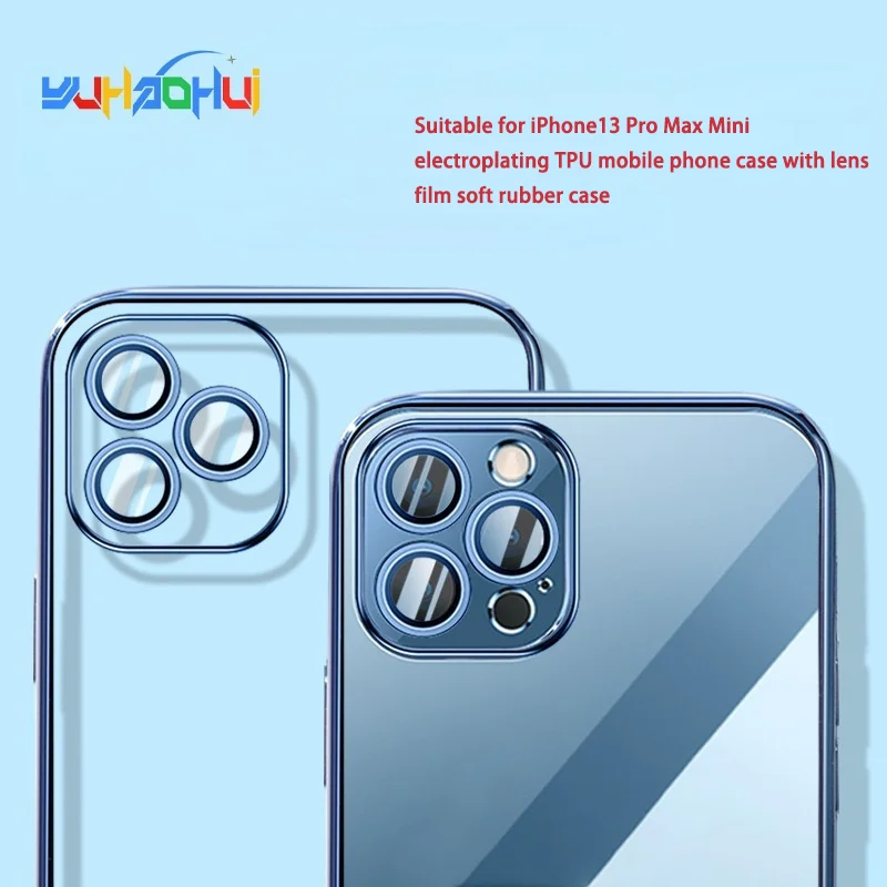 

Подходит для IPhone13 Mini MAX гальванический чехол из ТПУ для телефона Apple 12 13 поставляется с пленкой для объектива Мягкий защитный чехол