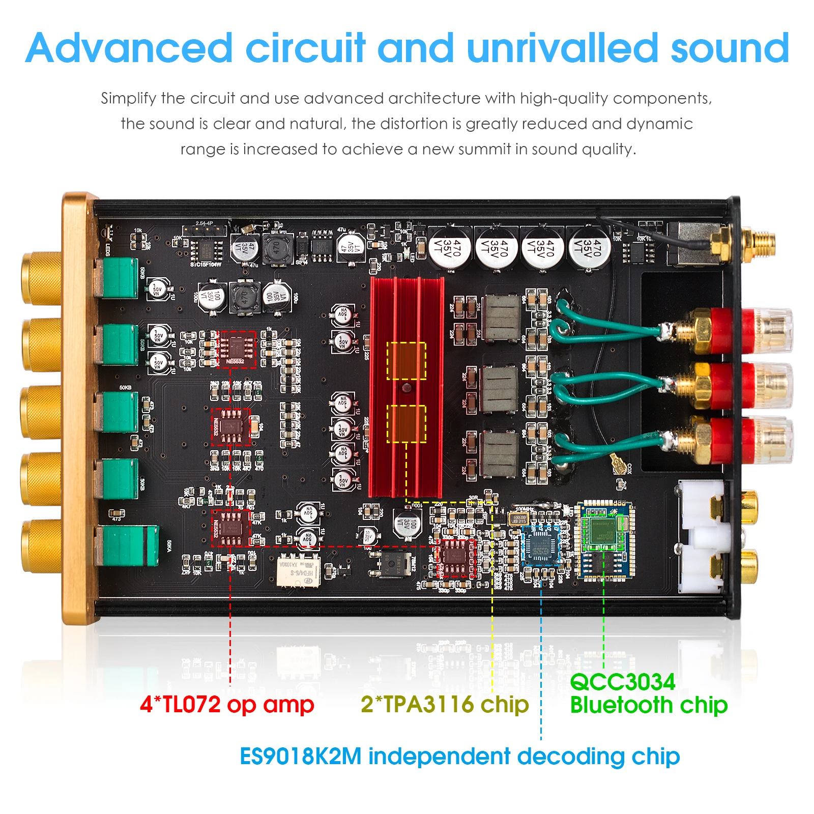 Цифровой усилитель Douk Audio HiFi 200 Вт Bluetooth 5 0 стерео 2 1 каналов TPA3116 сабвуфер звуковой