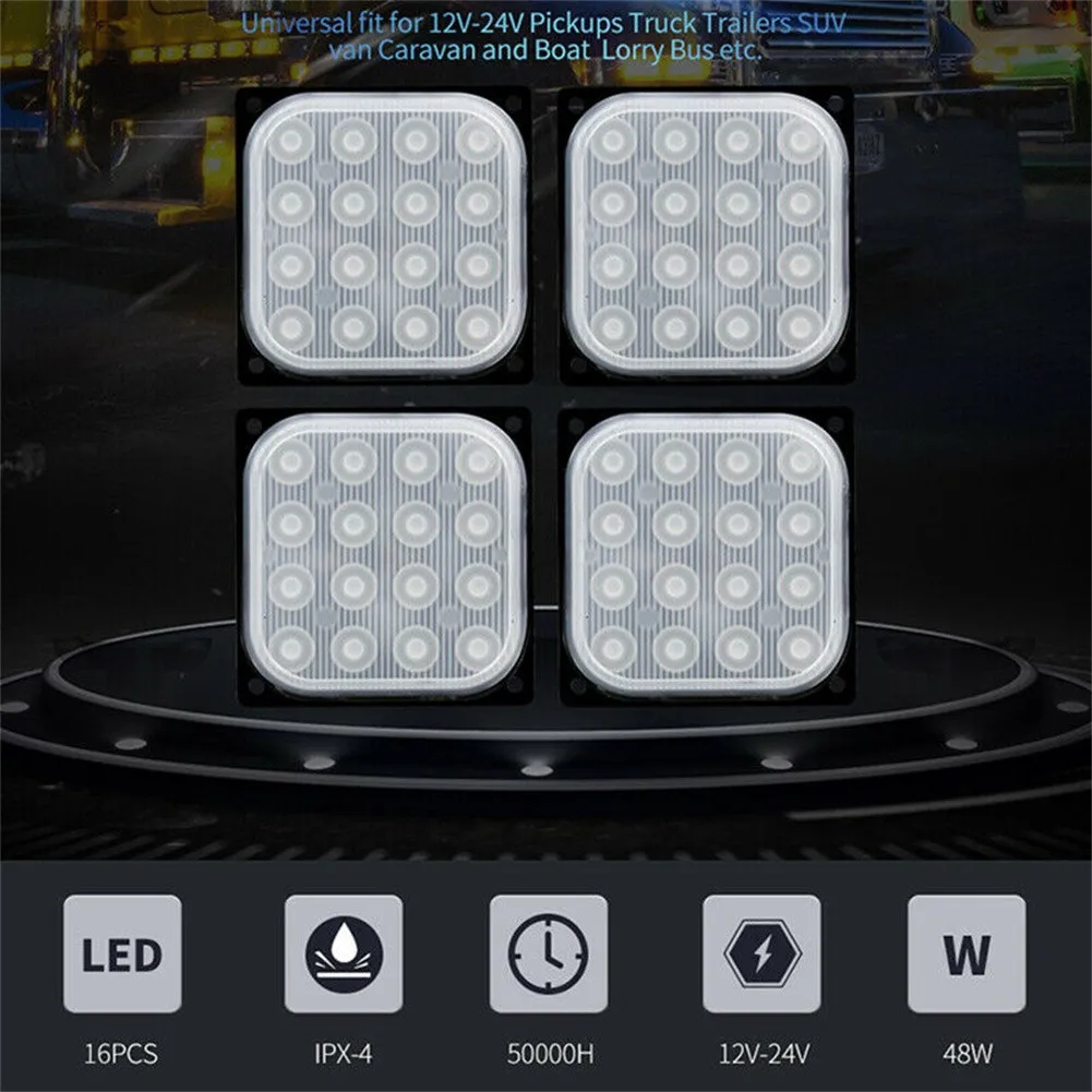 

1pc LED Light Car Truck Strobe Flash Safety Emergency Warning Lamp Taillight Auto Signal Lamp Indicator Kit 48W 12-24V Aluminum