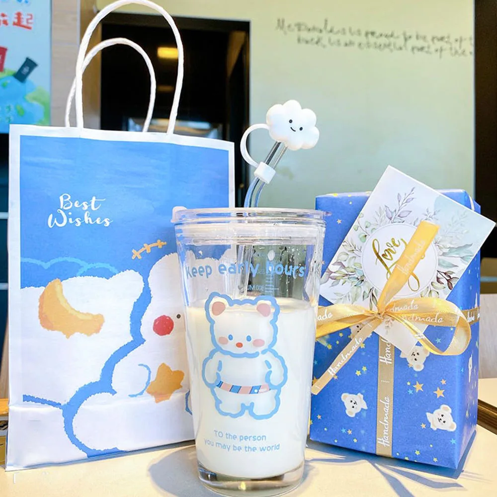 

Стеклянная бутылка для воды 480 мл, соломенная чашка, герметичная портативная Герметичная крышка для питья, дорожная кружка, термостойкая ча...