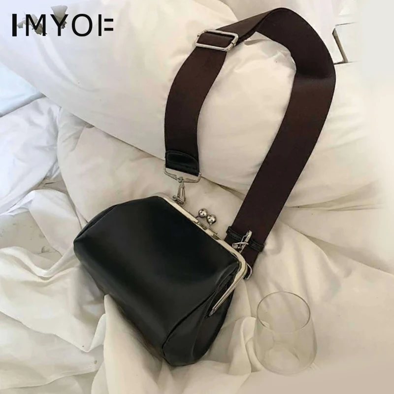 Модная женская сумка через плечо с металлическим зажимом винтажная из