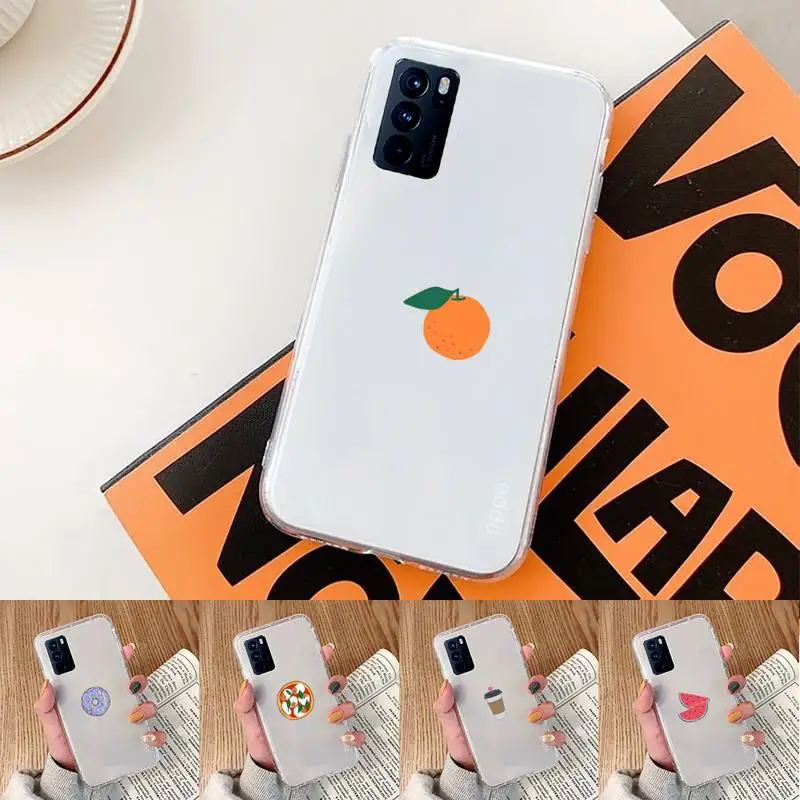 

Cartoon fruit Simplicity Art aesthetics Phone Case Transparent For oppo Realme FIND V X Q 2 3 5 7 11 50 GT Q2 PRO PLUS bag