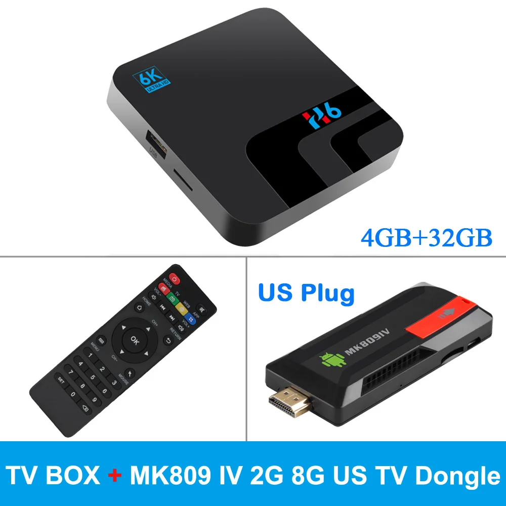 Add US Plug TV Stick H6 Android 9,0 Смарт ТВ приставка 4 ГБ/32 ГБ 2,4G WiFi приставка Allwinner H6 UHD 4K медиаплеер 6K HDR 100M USB3.0 H.265 VP9 - Цвет: Add US Plug TV Stick