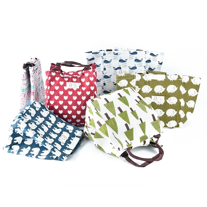 Изолированная переносная сумка для ланча с мультяшными животными парусиновая