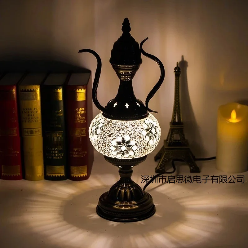 Newest Mediterranean style Art Deco Turkish Mosaic Table Lamp Handcrafted mosaic Glass romantic bed light