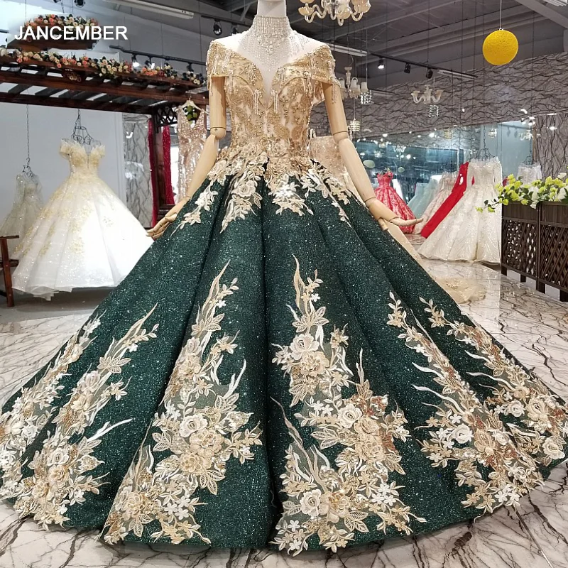 LS741653 золотые кружевные цветы блестящие бальное платье вечернее с платьев