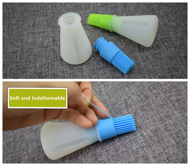 Портативный силиконовое масло бутылка с щеткой для выпечки кисточка смазывания